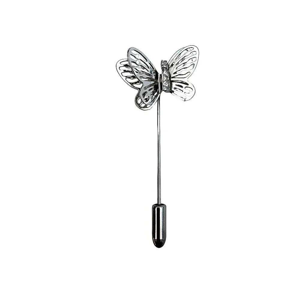 Butterfly Stick Pin Silver Tone Filigree Lapel Hat Jewelry Whimsical Nature
